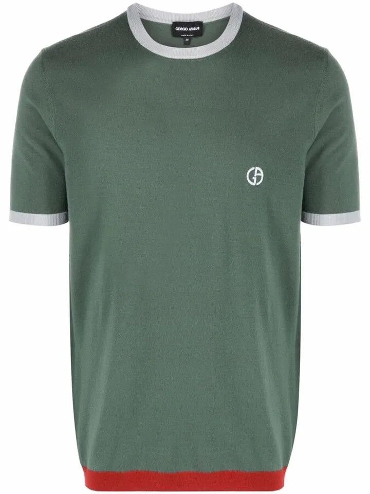 logo-embroidered virgin wool T-shirt