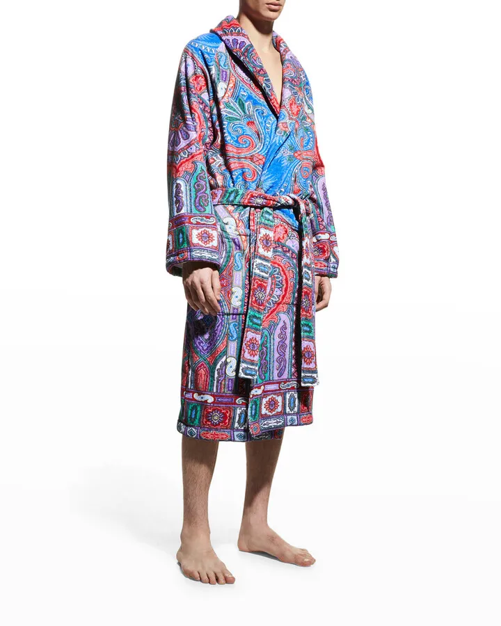 Men's Paisley Cotton Robe