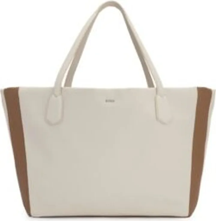 Faux-leather shopper bag with logo lettering