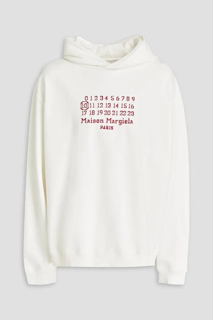 Embroidered French cotton-terry hoodie