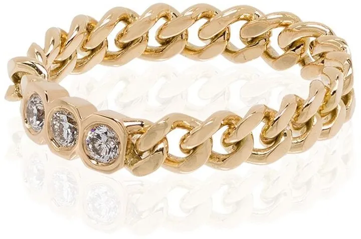 18kt Yellow Gold Diamond Chain-Link Ring