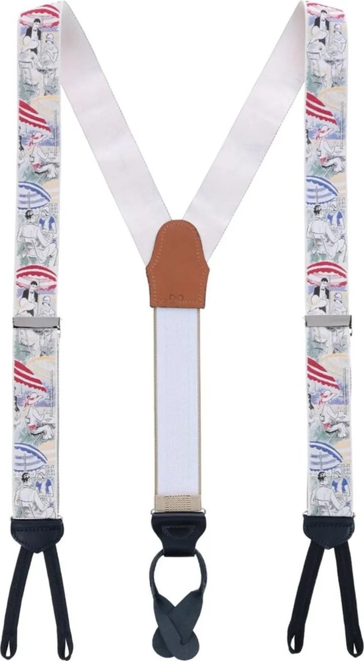 Trafalgar Retro Pattern Day At The Beach Limited Run Silk Suspenders