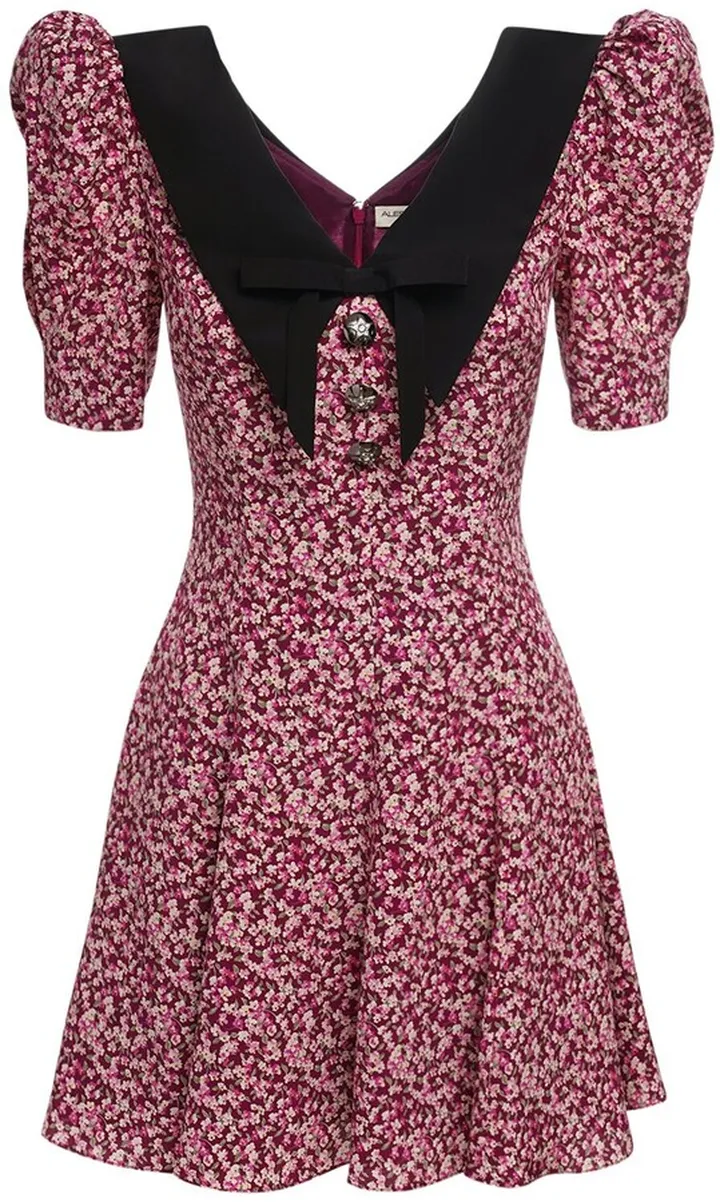 Printed silk crepe mini dress