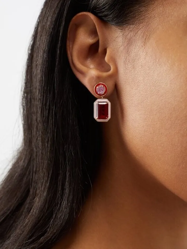 Double Cocktail Sapphire & 14kt Gold Earrings