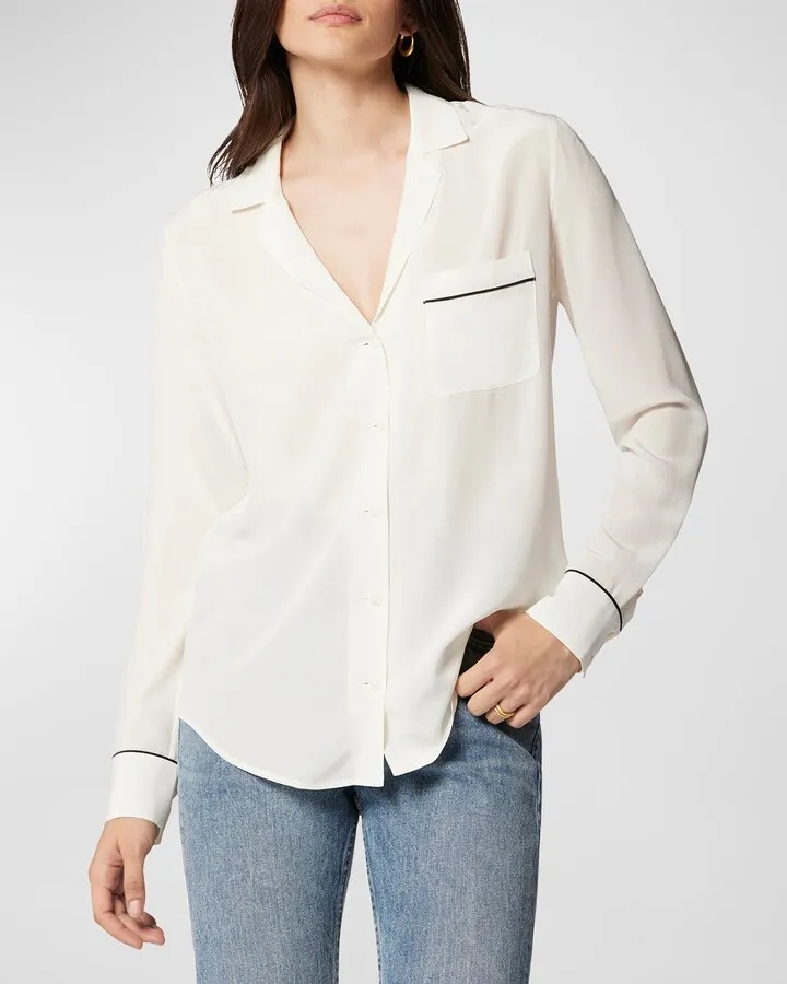 Keira Button-Front Satin Top