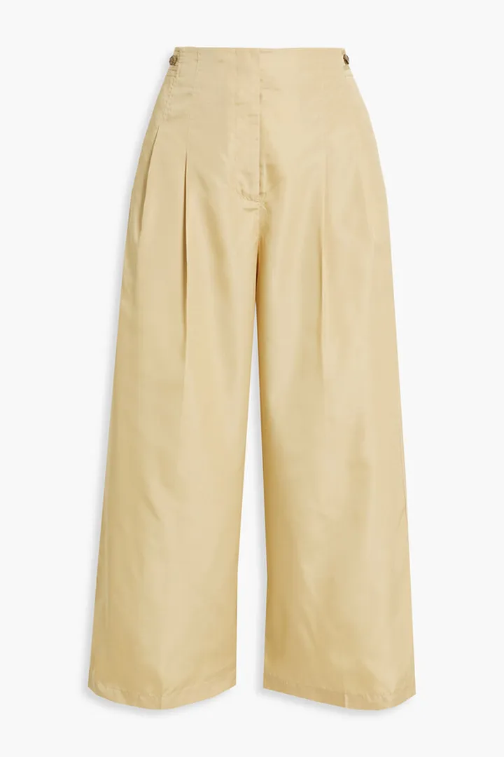 Cropped taffeta wide-leg pants