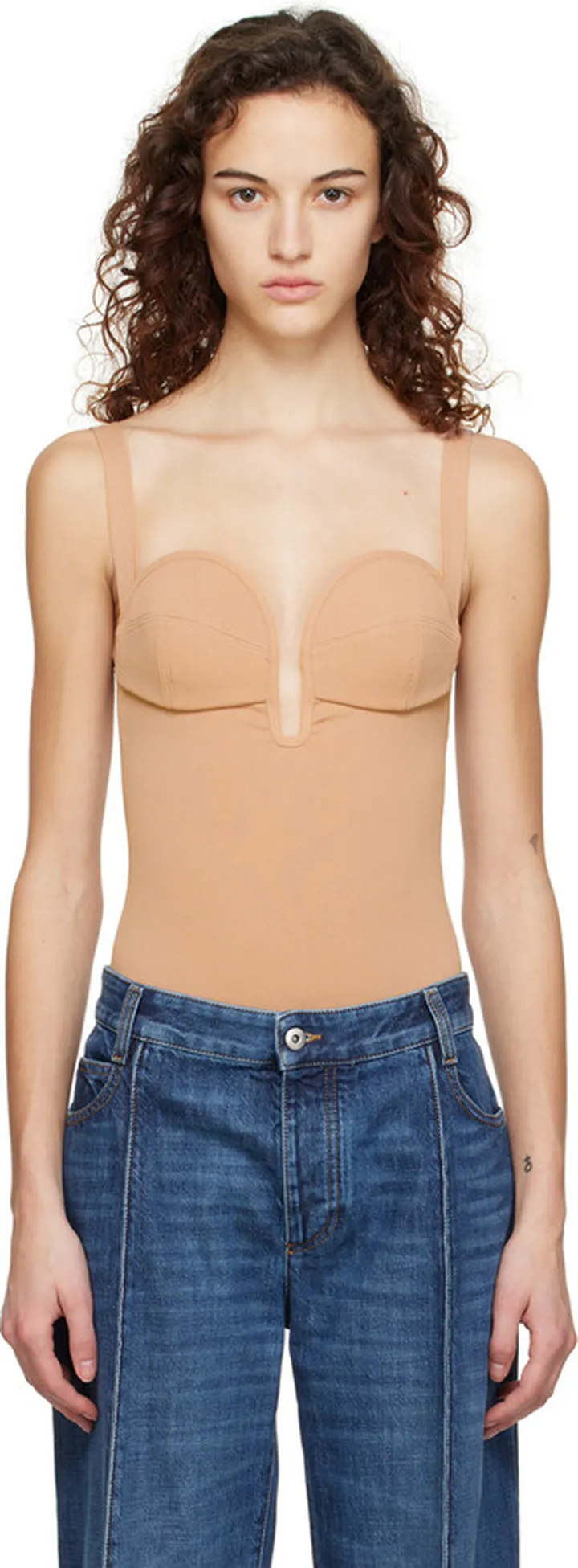 ALAÏA Tan Cup Angle Bodysuit