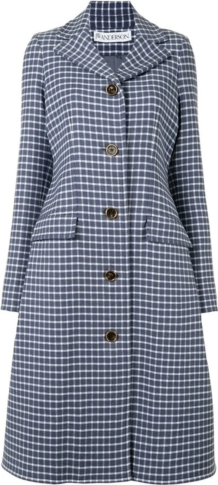 Gingham Check Single-Breasted Coat