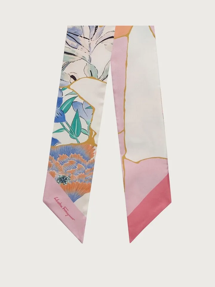 Ferragamo Women Kintsugi print twilly band Pink