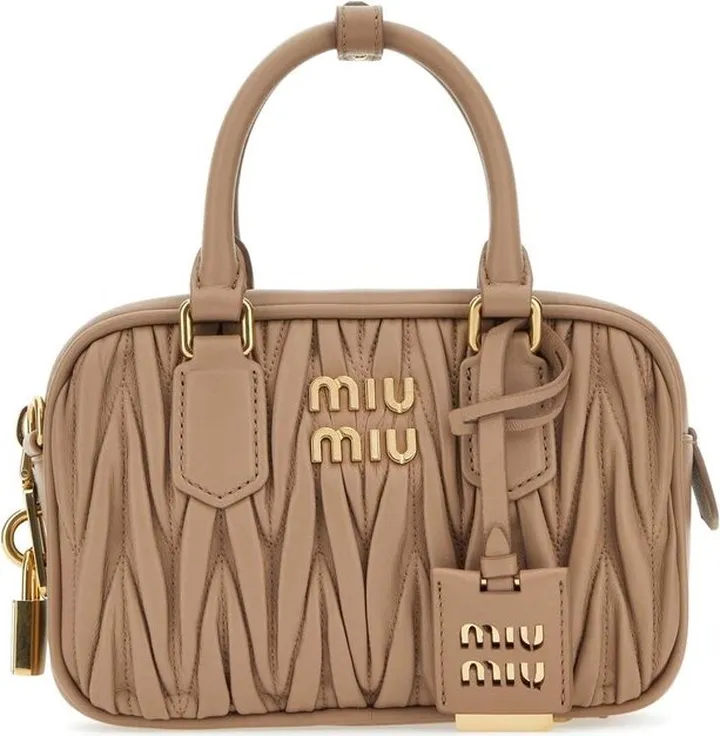 Miu Miu Matelassé Logo Plaque Mini Tote Bag