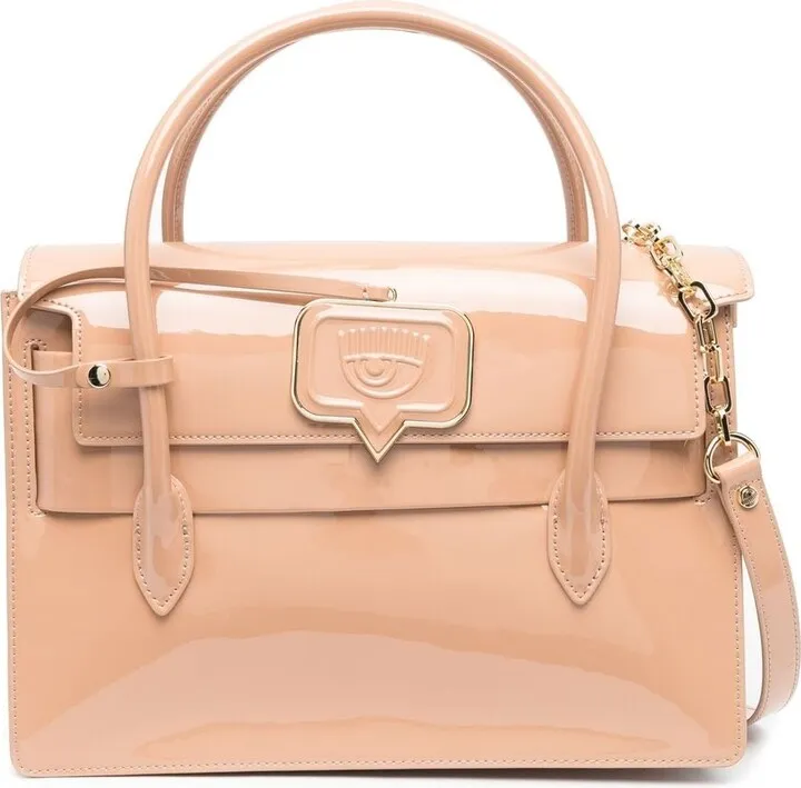 Faux Patent-Leather Tote Bag