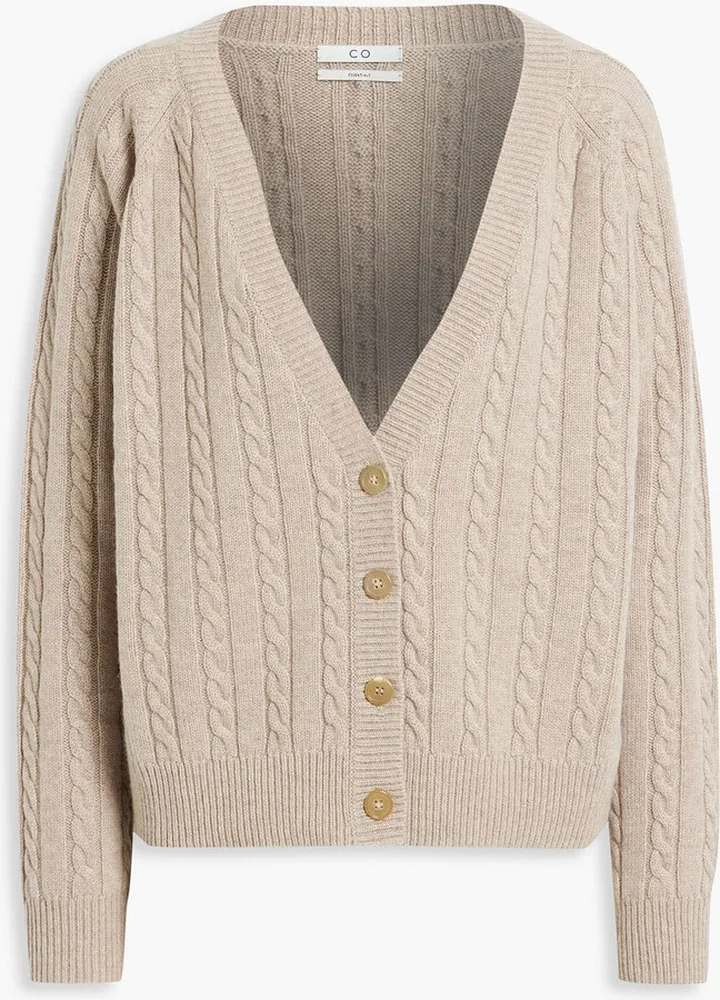Mélange cable-knit cashmere cardigan