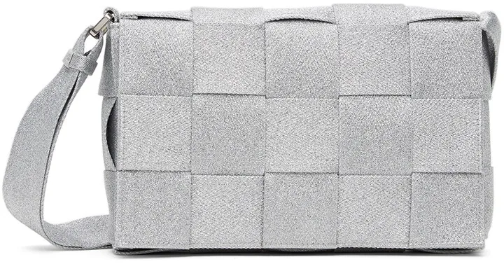 Bottega Veneta Silver Glitter Webbing Bag