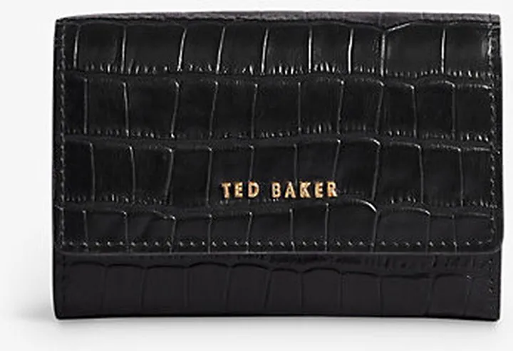 Black Sten Crocodile-embossed Leather Purse