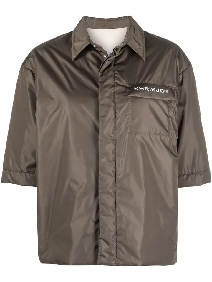 Logo-Print Short-Sleeved Shirt Jacket