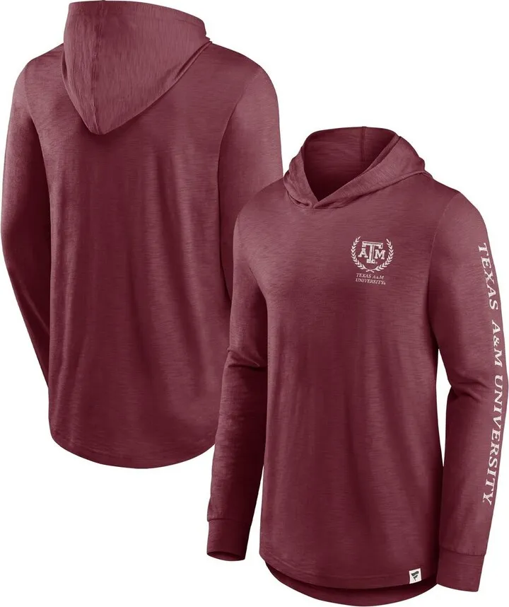 Men's Fanatics Branded Maroon Texas A & M Aggies Photo Finish Hoodie Long Sleeve T-shirt