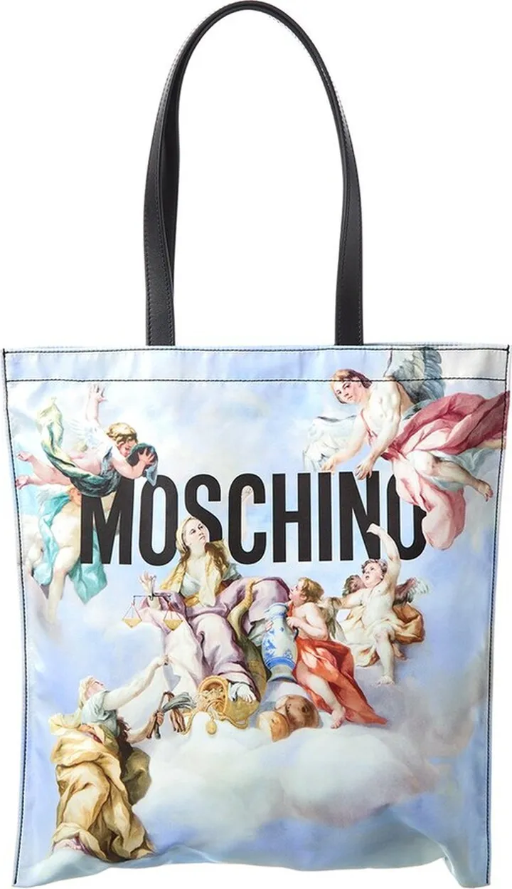 Moschino Fresco Print Canvas & Leather Tote