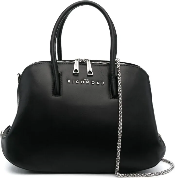 Logo-Lettering Leather Tote Bag