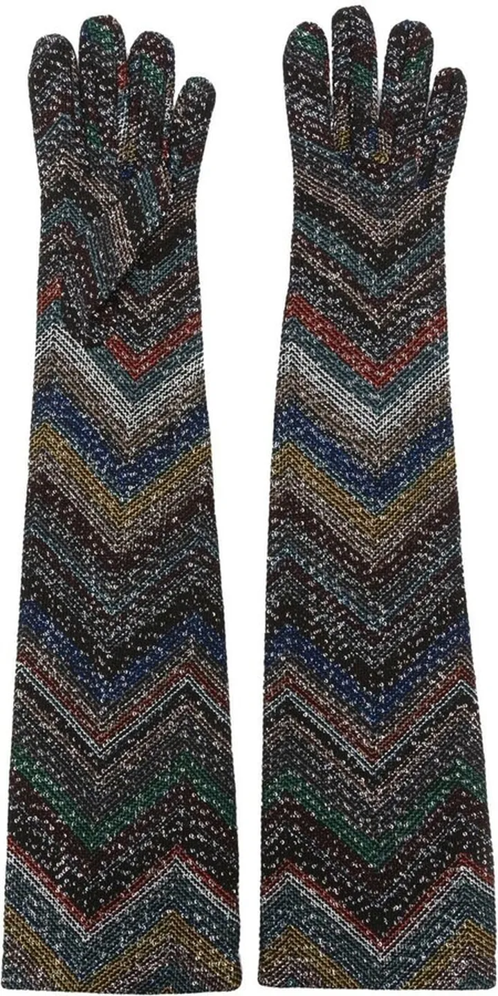 Zig-Zag Knit Long Gloves