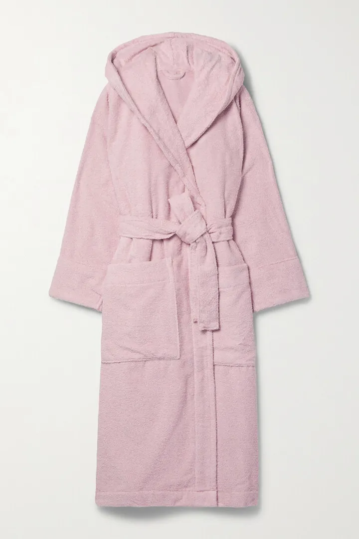 Tekla - Hooded Organic Cotton-terry Robe - Pink