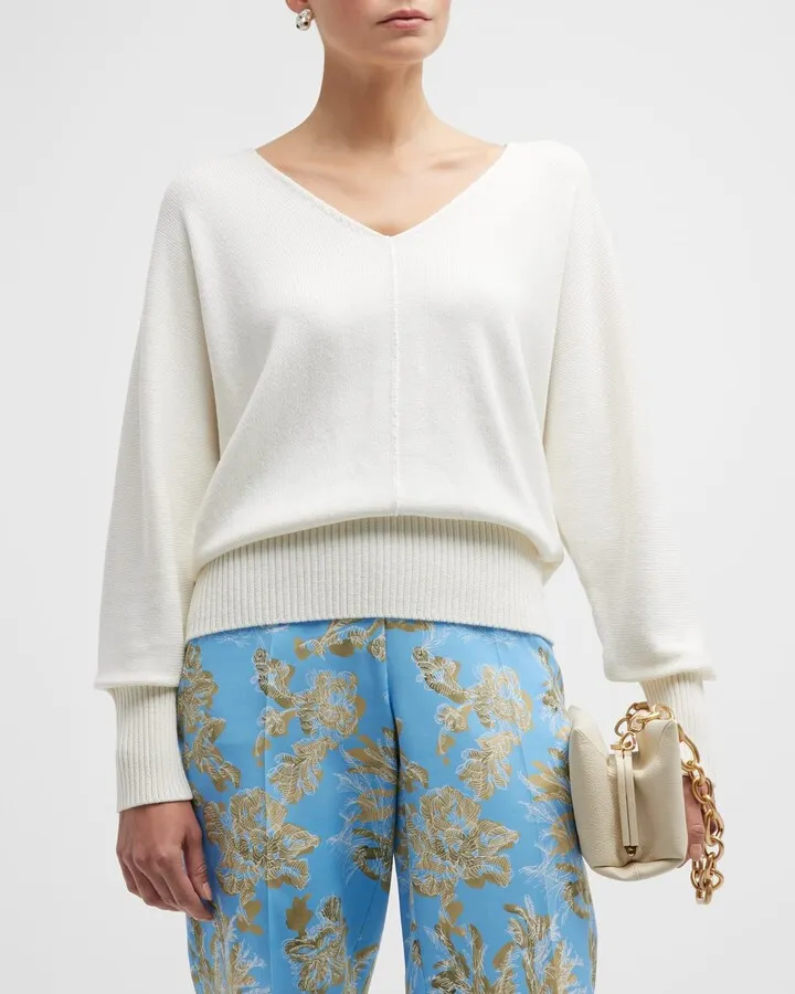 V-Neck Dolman-Sleeve Sweater