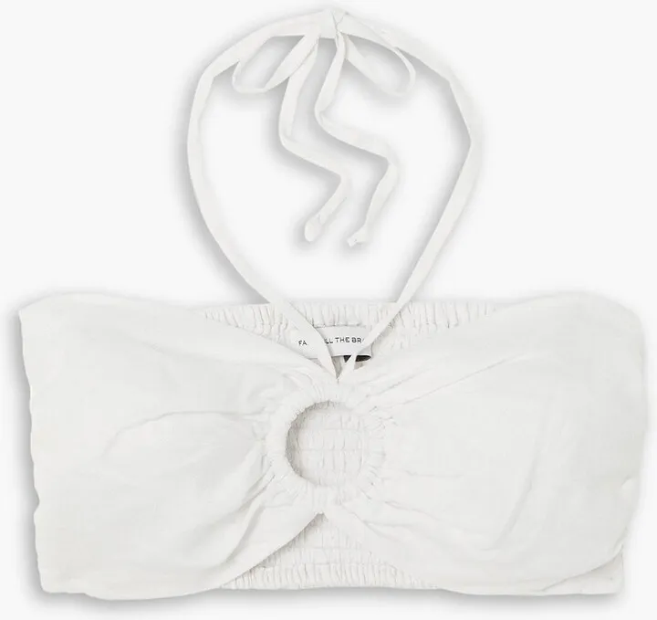 Cyprus cropped linen halterneck top