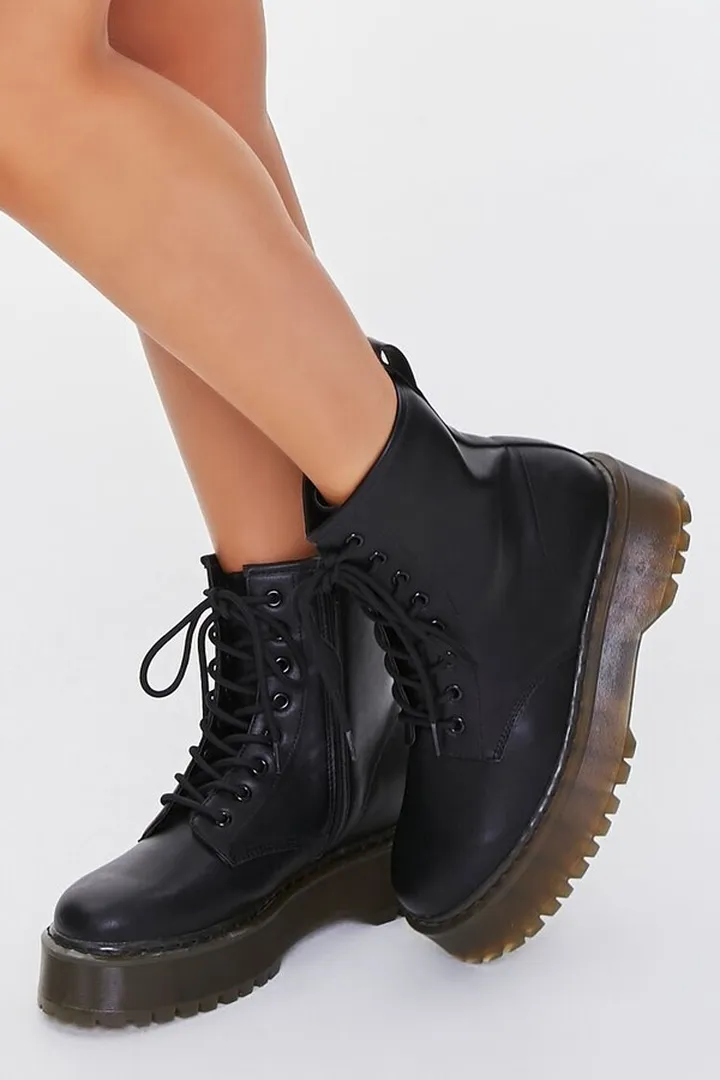 Faux Leather Platform Booties