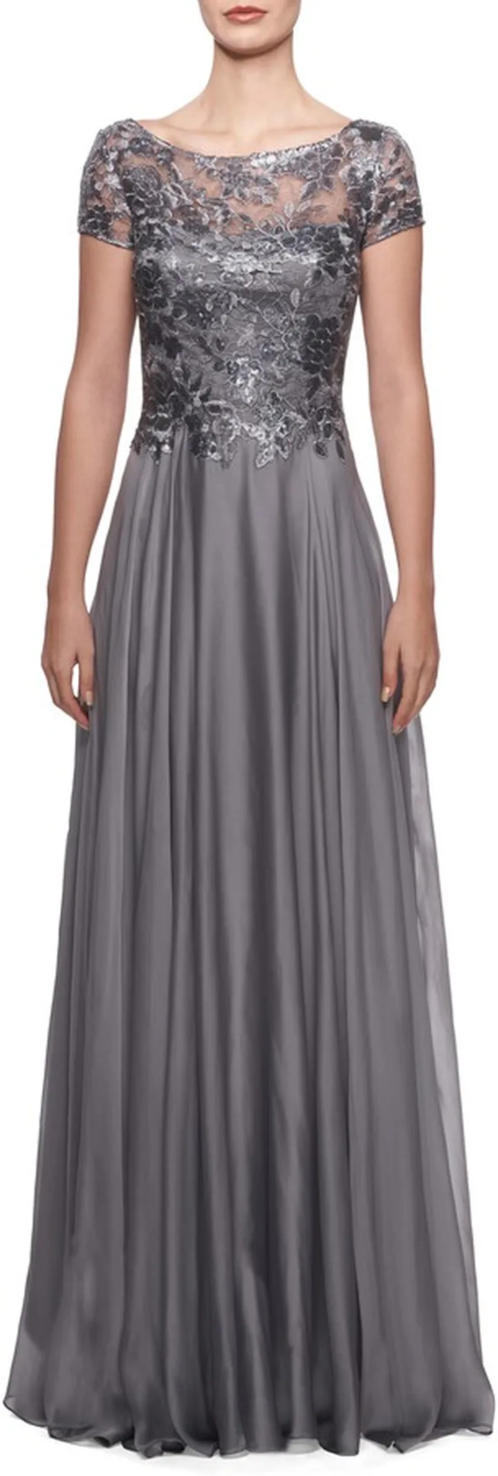 Floral Lace & Satin Gown