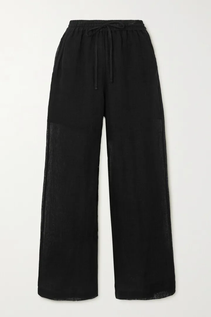 Le Kasha - Yaffa Linen Straight-leg Pants - Black