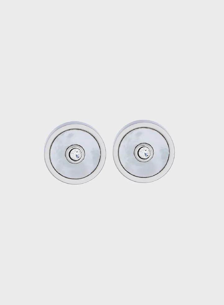 Earrings With Mother Of Pearl Inlay & Crystal