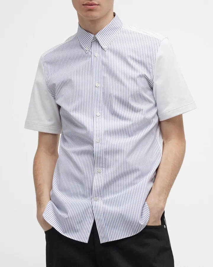 Men's Mixed-Media Stripe Shirt