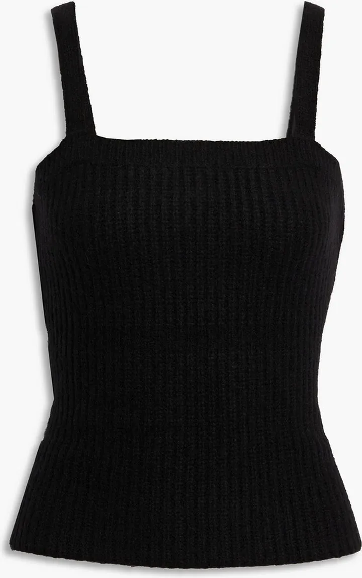 Brushed ribbed cashmere and silk-blend camisole