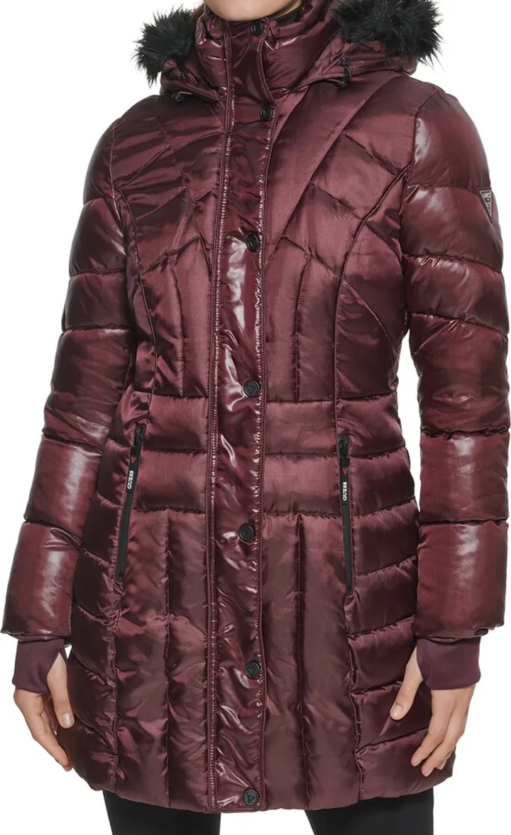 Faux Fur Trim Hooded Puffer Coat