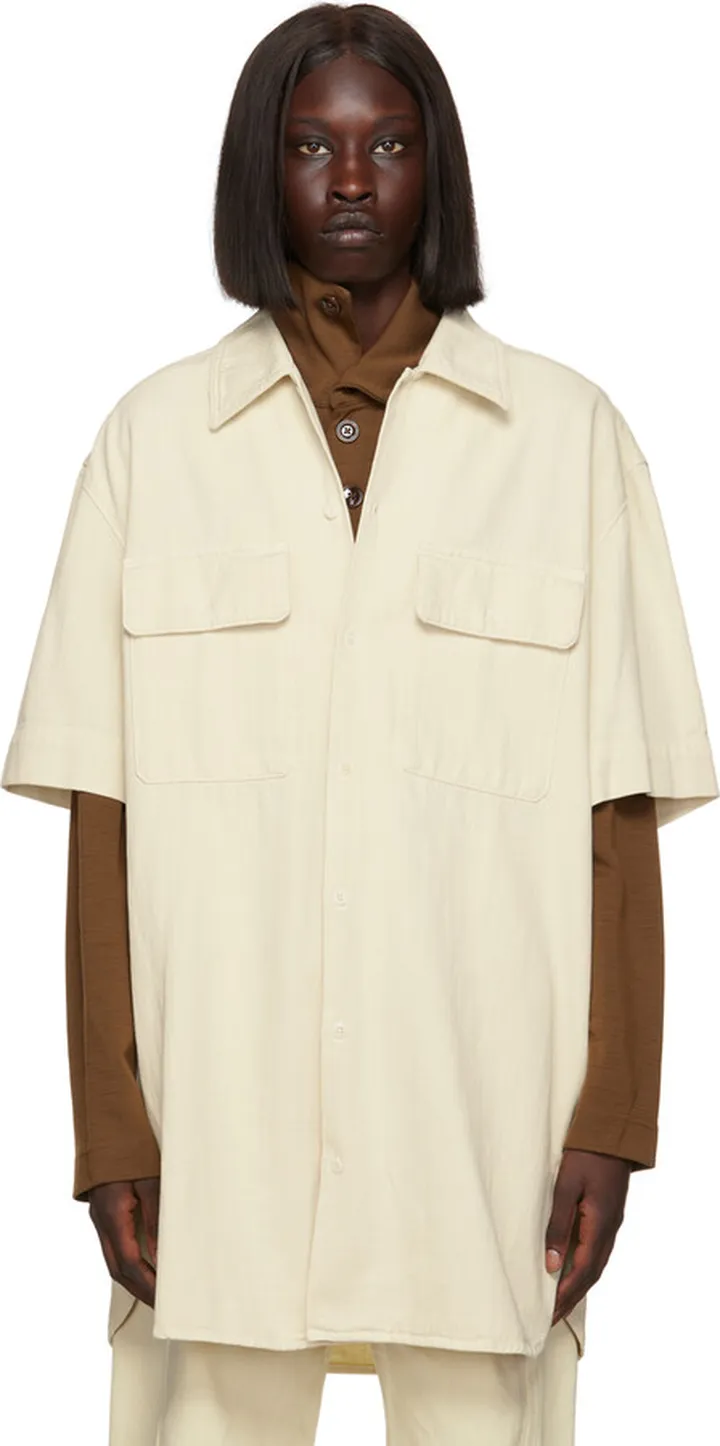 LEMAIRE Off-White Short Sleeve Denim Shirt