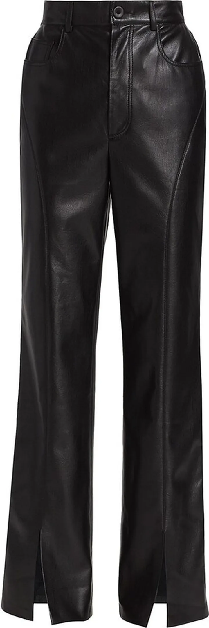 Basha High-Rise Vegan Leather Slit Pants