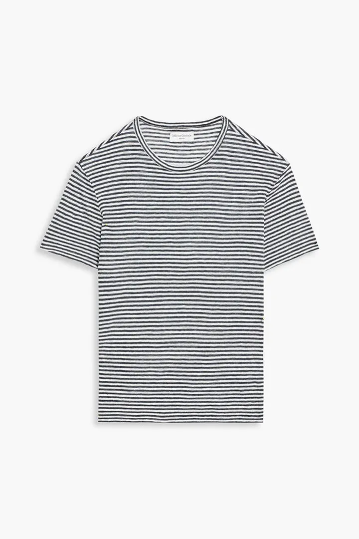 Striped slub linen-jersey T-shirt