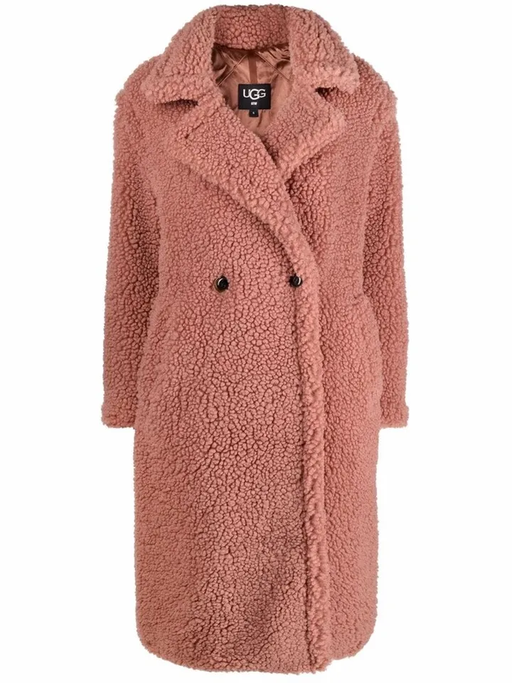 Faux-Shearling Double-Breasted Coat