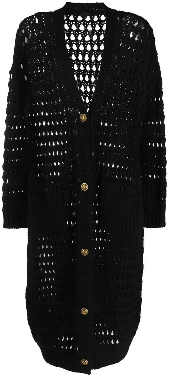 open-knit V-neck cardigan