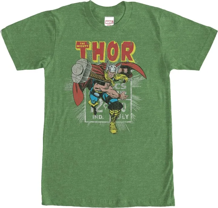 Men's Marvel Thor Comic Book Cent T-Shirt - Kelly Heather - Large