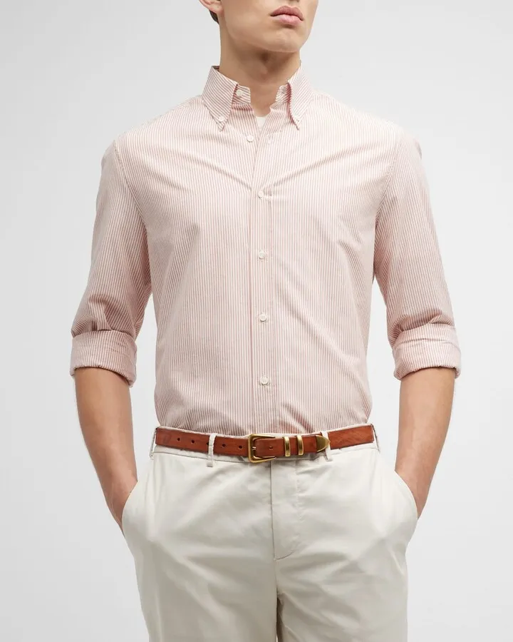 Men's Button-Down Collar Cotton Sport Shirt