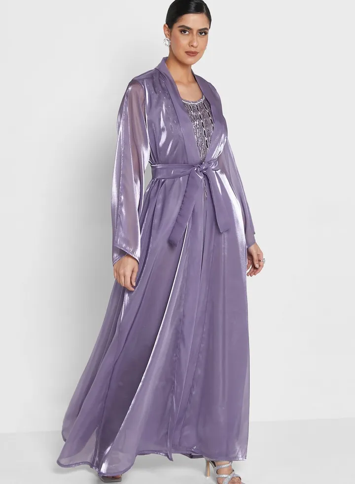 Embellished Belted Abaya