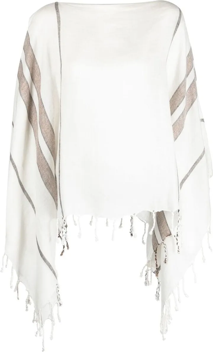 BRUNELLO CUCINELLI- Linen Striped Poncho