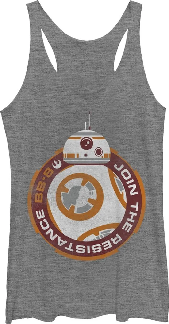 Women's Star Wars The Force Awakens BB-8 Join the Resistance Racerback Tank Top - Gray Heather - Medium