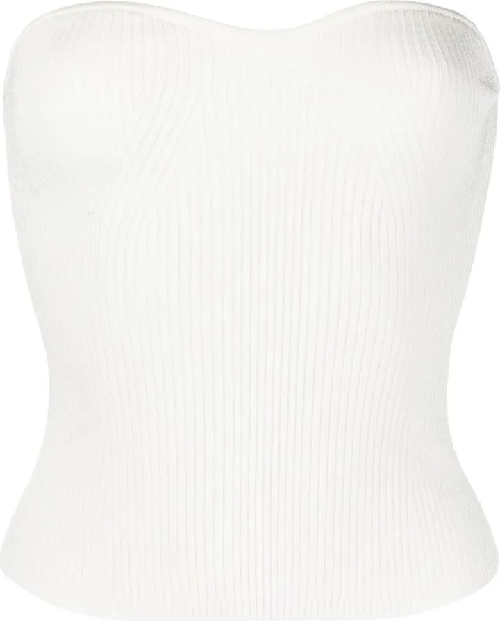 Ribbed-Knit Corset Tube Top
