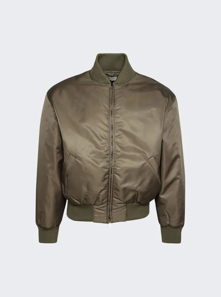 Eternal Nylon Twill Bomber Jacket Olive Green
