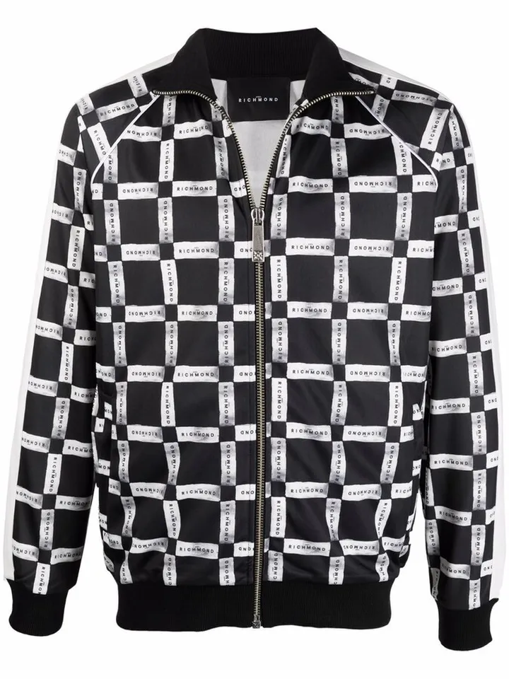 Check-Print Bomber Jacket