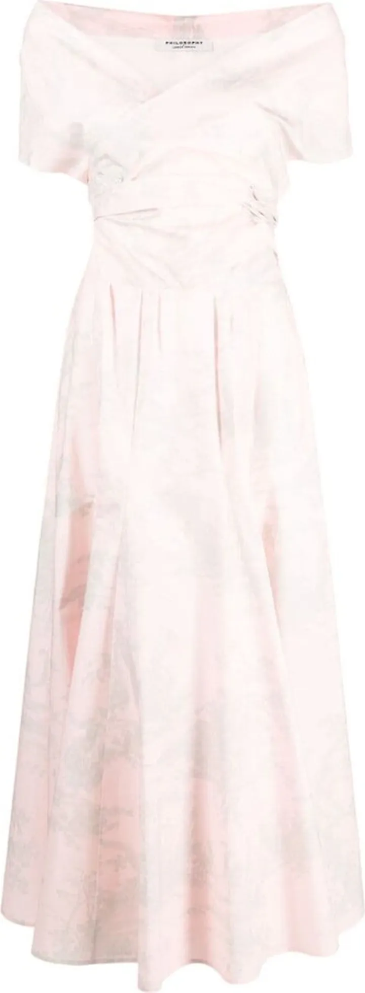 Pattern-Print Short-Sleeve Gown