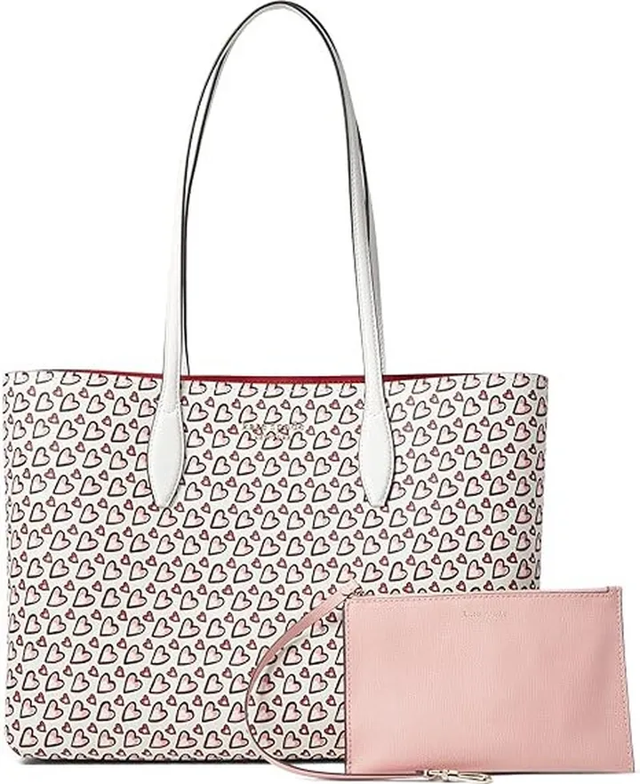 Kate Spade New York All Day Heart Printed Large Tote (Cream Multi) Handbags