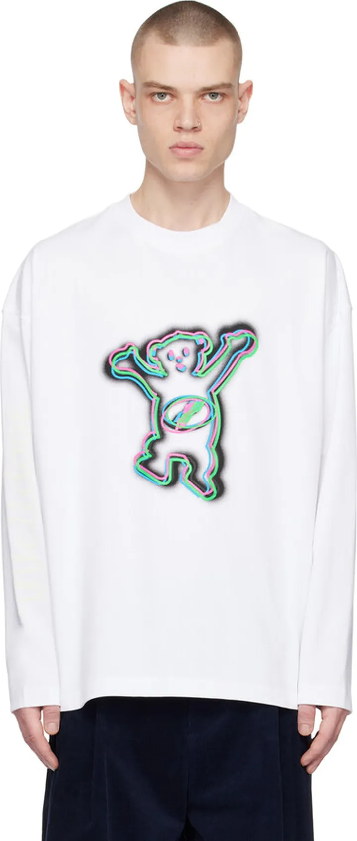 We11done White Colorful Teddy Long Sleeve T-Shirt