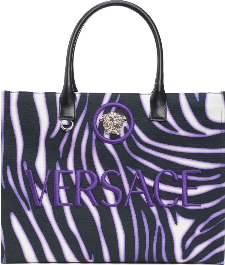 La Medusa Zebra Print Canvas Tote